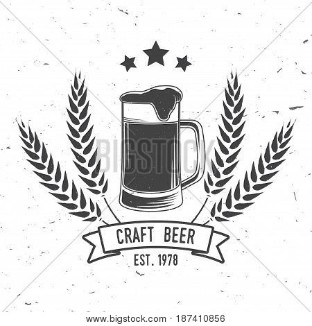 Craft Beer badge. Vector illustration. Vintage design for bar, pub and restaurant business. Coaster for beer.