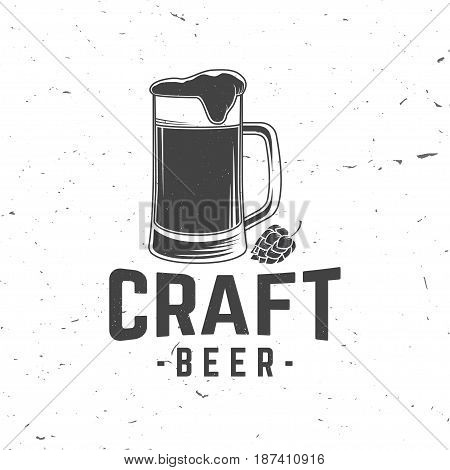 Craft Beer badge. Vector illustration. Vintage design for bar, pub and restaurant business. Coaster for beer.
