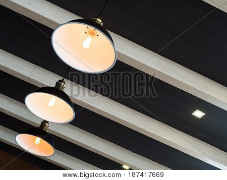 Modern three vintage ceiling lamp decor home or shop bright in orange light
