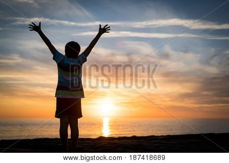Happy boy enjoying the beach