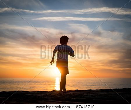 Happy boy enjoying the beach