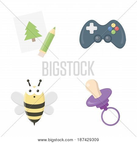 Picture, dzhostik, bee, nipple.Toys set collection icons in cartoon style vector symbol stock illustration .