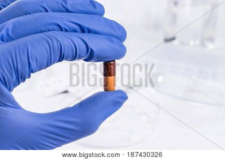 Analysis of medicaments in laboratory. Medical Research and diseases Science