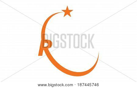 This image describe about Star Swoosh Letter R