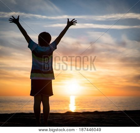 Happy boy enjoying the beach