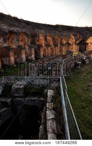 The Amphitheater of Santa Maria Capua Vetere, the second biggest roman amphitheater, tourist destination for cultural trips to Italy