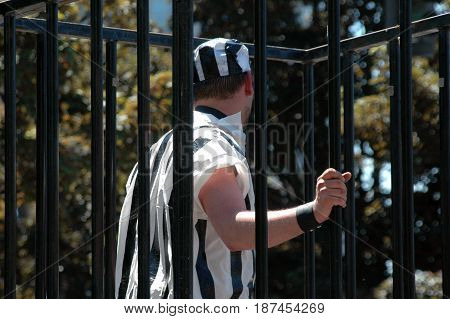 MAY 25, 2006. SEATTLE, WA.  CIRCA: Gay male locked up in jail on Gay, Lesbian Pride Day Celebration in Seattle, Wa.
