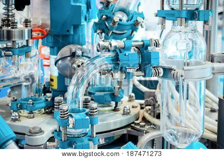 Complex chemical industrial equipment. Abstract industrial background.
