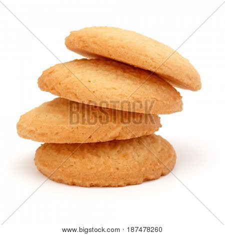 stacked short pastry cookies isolated on white background