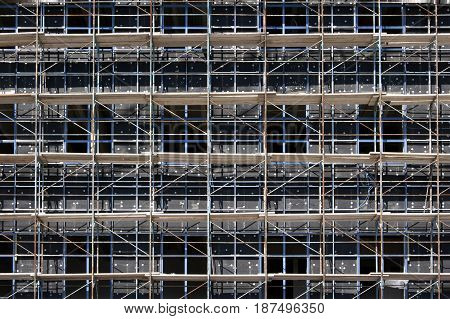 Scaffolding on a construction site of a new building