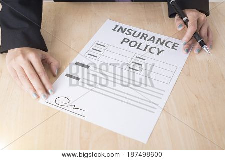 business salesman agent showing protection policyholder must to sign. concept accident prevention healthcare insurance.
