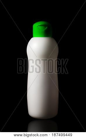 Bottle dish washing soap plastic isolated on black background