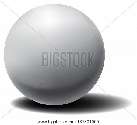Vector white 3D sphere with shadow. Realistic sphere with shadow. Simple geometric form.