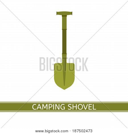 Gardening shovel vector icon isolated on white background. Work tool in flat style for outdoor activities camping hiking fishing digging