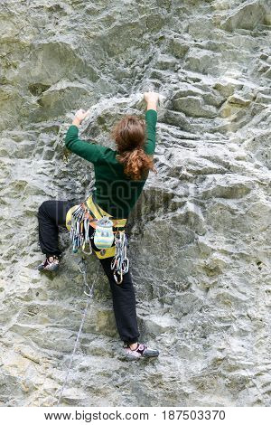 Person Climbing On The Rock At Engelberg