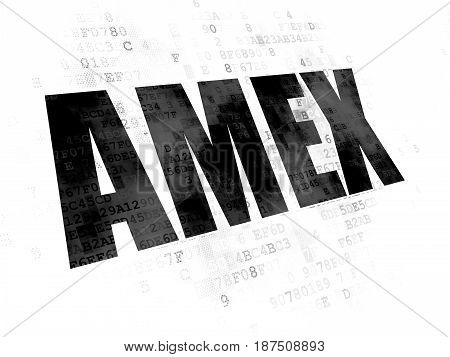 Stock market indexes concept: Pixelated black text AMEX on Digital background