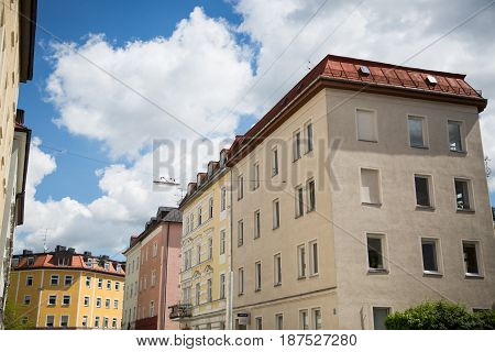 Old building in Munich blue sky, westend