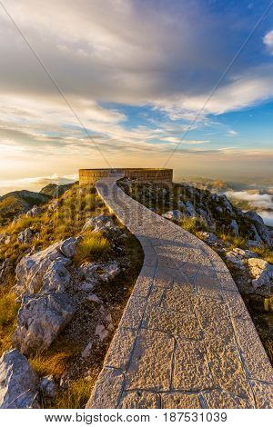 Lovcen Mountains National park at sunset in Montenegro