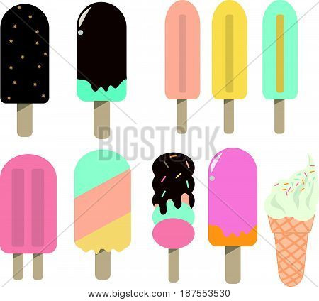 ice creams isolated sweet  flat art objects