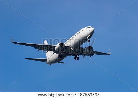 Airplane landing to the Haneda International Airport in Tokyo, Japan.