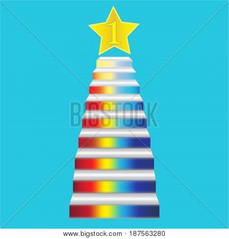 Vector illustration of stairs - climbing to the goal with gold star