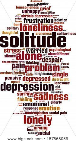 Solitude word cloud concept. Vector illustration on white