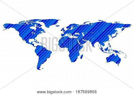 Worldmap template silhouette with stripes. World map for infographic. Vector illustration isolated on white