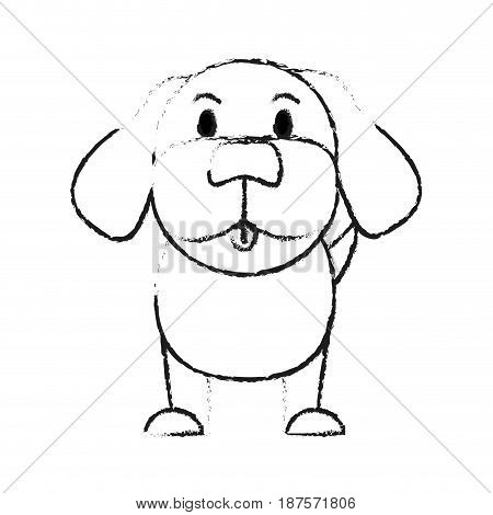 monochrome blurred silhouette of cartoon front view dog animal sitting vector illustration