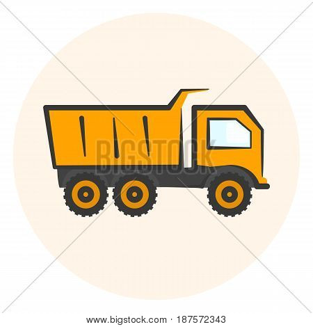Colored dumper icon simple orange dump track icon transport symbol