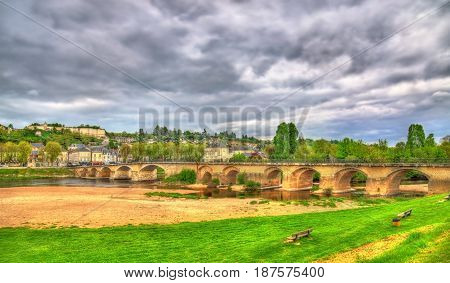 Pont de Chinon, a bridge across the Vienne in Chinon - France, Indre-et-Loire