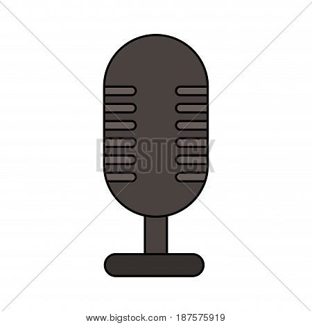 white background with desk microphone of fixed base vector illustration