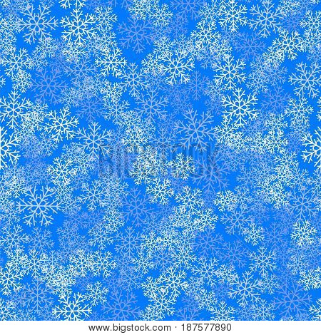 Showflakes Pattern on Blue Sky Background. Winter Christmas Natural  Texture