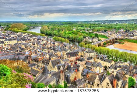 View of Chinon from the castle - France, the Vienne Valley