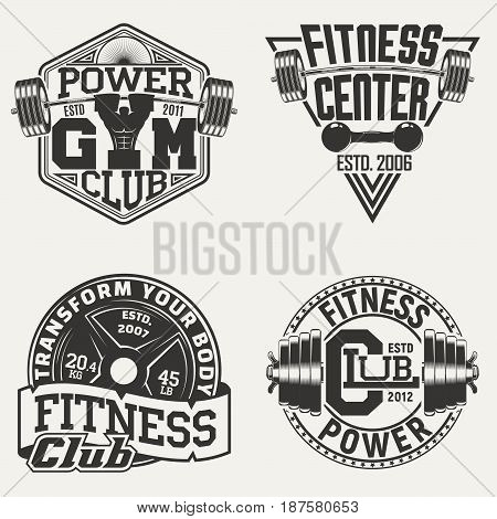 Set of Vintage t-shirt graphic designs,  grange print stamps, fitness typography emblems,  gym sports logo Creative design, Vector