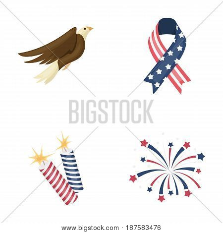 American eagle, ribbon, salute. The patriot s day set collection icons in cartoon style vector symbol stock illustration .