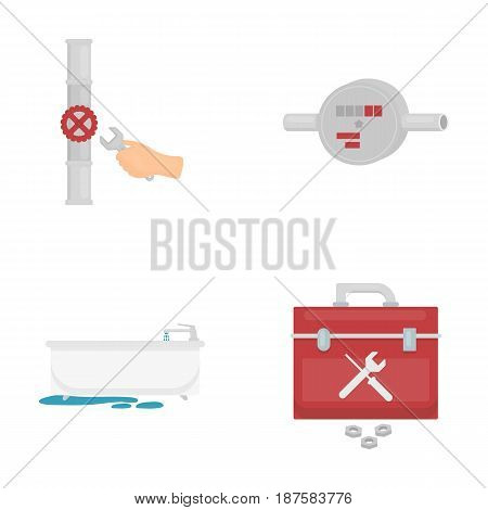 Water meter, bath and other equipment.Plumbing set collection icons in cartoon style vector symbol stock illustration .