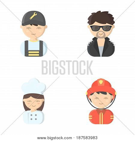 Mechanic, entertainer, cook, fireman.Profession set collection icons in cartoon style vector symbol stock illustration .