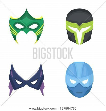 Mask on the head and eyes. Super Hero Mask set collection icons in cartoon style vector symbol stock illustration .