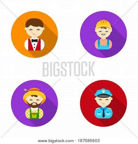 Cook, operator, fireman, artist.Profession set collection icons in flat style vector symbol stock illustration .