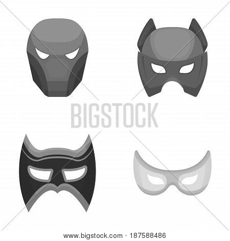 Mask on the head and eyes. Super Hero Mask set collection icons in monochrome style vector symbol stock illustration .