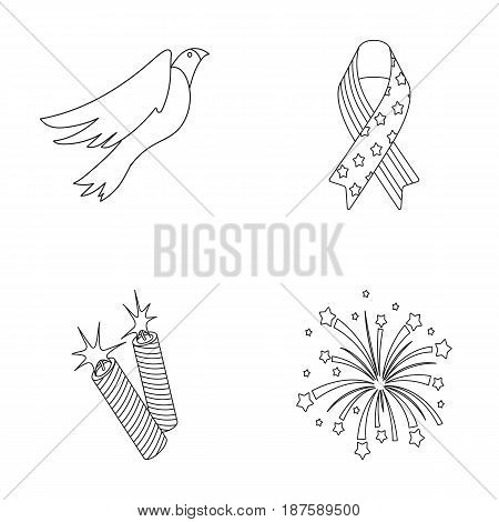 American eagle, ribbon, salute. The patriot s day set collection icons in outline style vector symbol stock illustration .