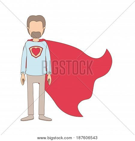light color caricature faceless full body super dad hero with beard vector illustration