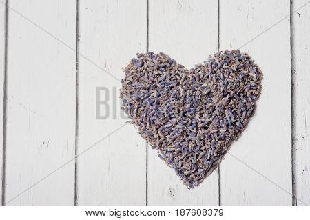 dry lavender in a heart shape design