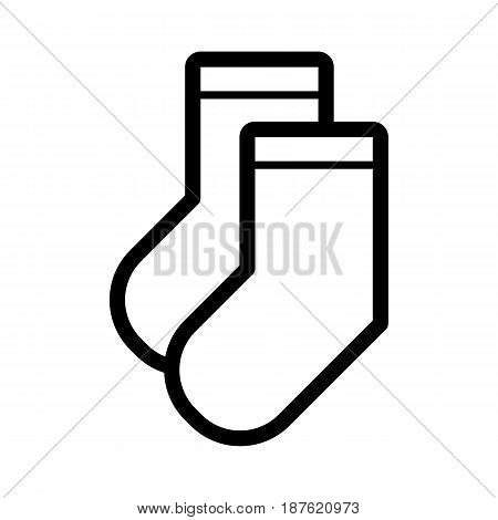 Socks vector icon. Black and white sock illustration. Outline linear clothing icon. eps 10