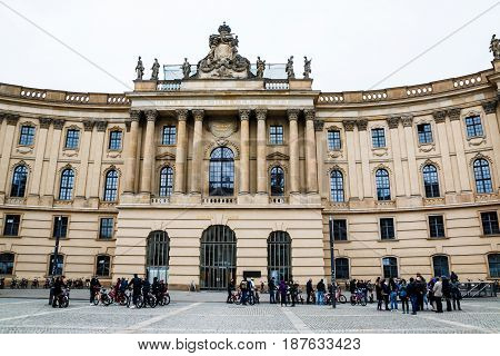 Historical Building On The Street Of Berlin City In Spring 2017