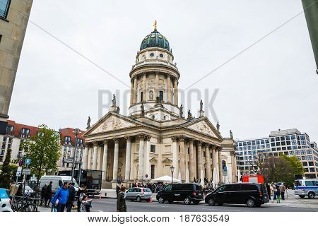 Historical Building On The Street Of Berlin City In Spring 2017