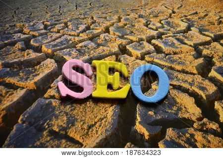 word seo on a  abstract colorful background