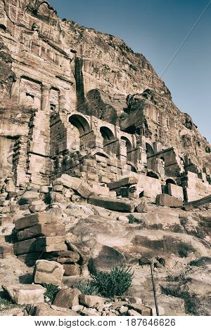 Tomb In The Antique Site Of Petra In Jordan