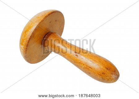 Vintage wooden darning mush room on white background