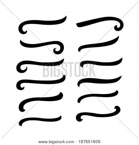 Set of hand written lettering underlines for your calligraphy text. Isolated on white background. Vector illustration.